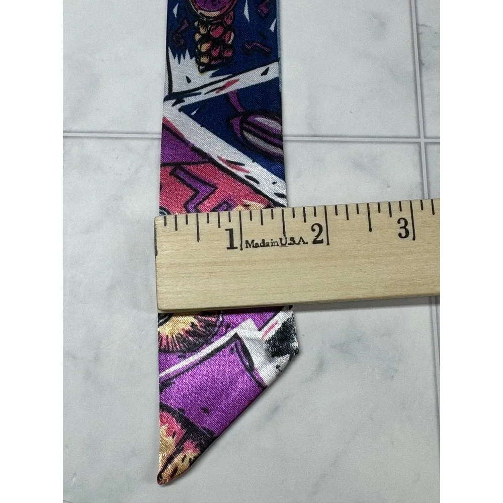 Women Comic Book Pop Art Twilly Scarf Purple Blue Graphic Skinny Scarf